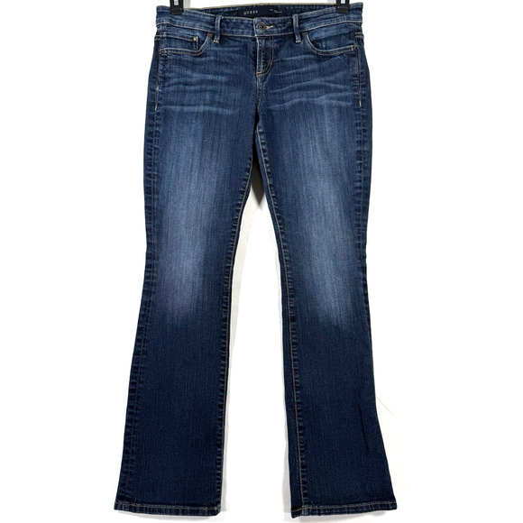 Women's Guess Metal Logo 30 x 29.5 in Label Vintage Boot Low Dark Wash‎ - Picture 1 of 12